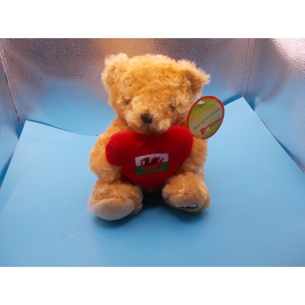 Pendragon Wales Ltd Smootchies Teddy Bear Red Heart Welsh Dragon Souvenir Plush